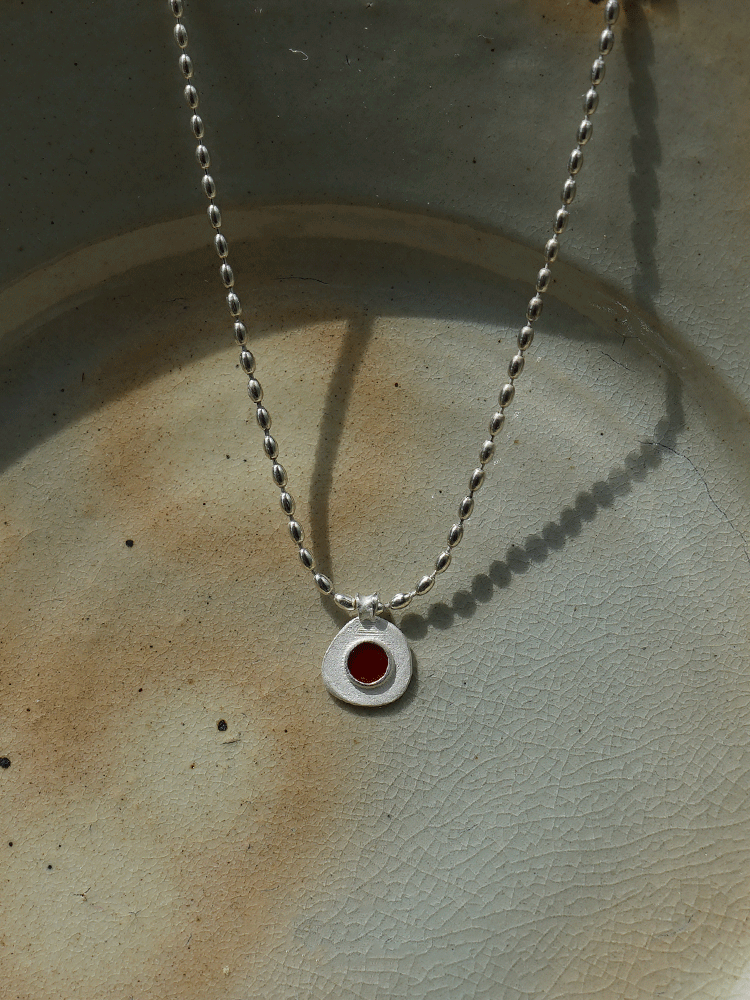 Red Agate Silver Necklace