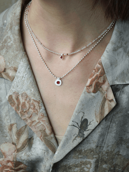 Red Agate Silver Necklace