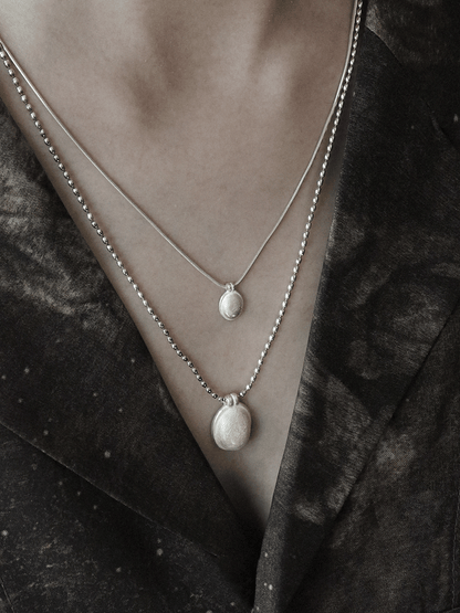 Silver Ball Chain Long Necklace