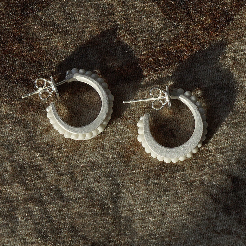 White Turquoise Hoops