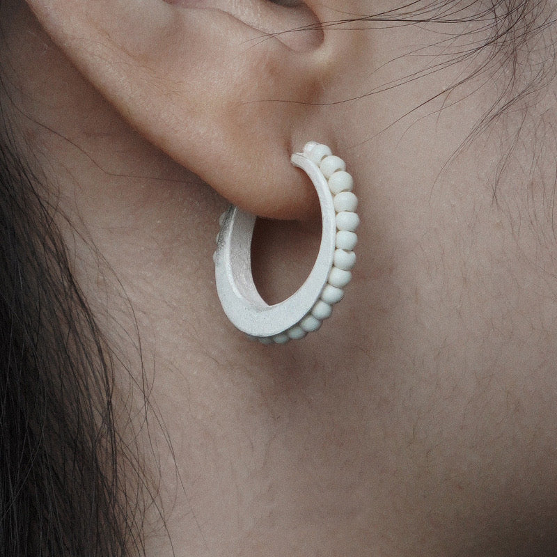 White Turquoise Hoops