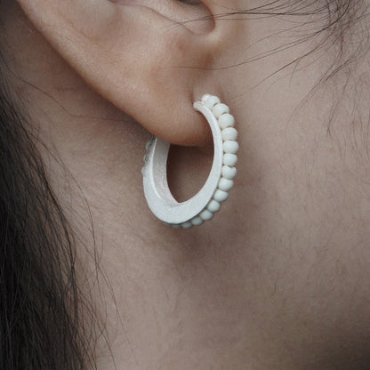 White Turquoise Hoops